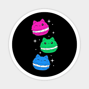 Polysexual Pride Flag Month Cute Cat Kawaii Macaron Magnet